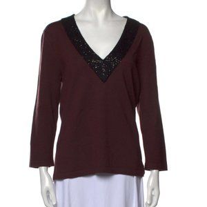 Carolina Herrera Beaded v-neck sweater. Free shipping!